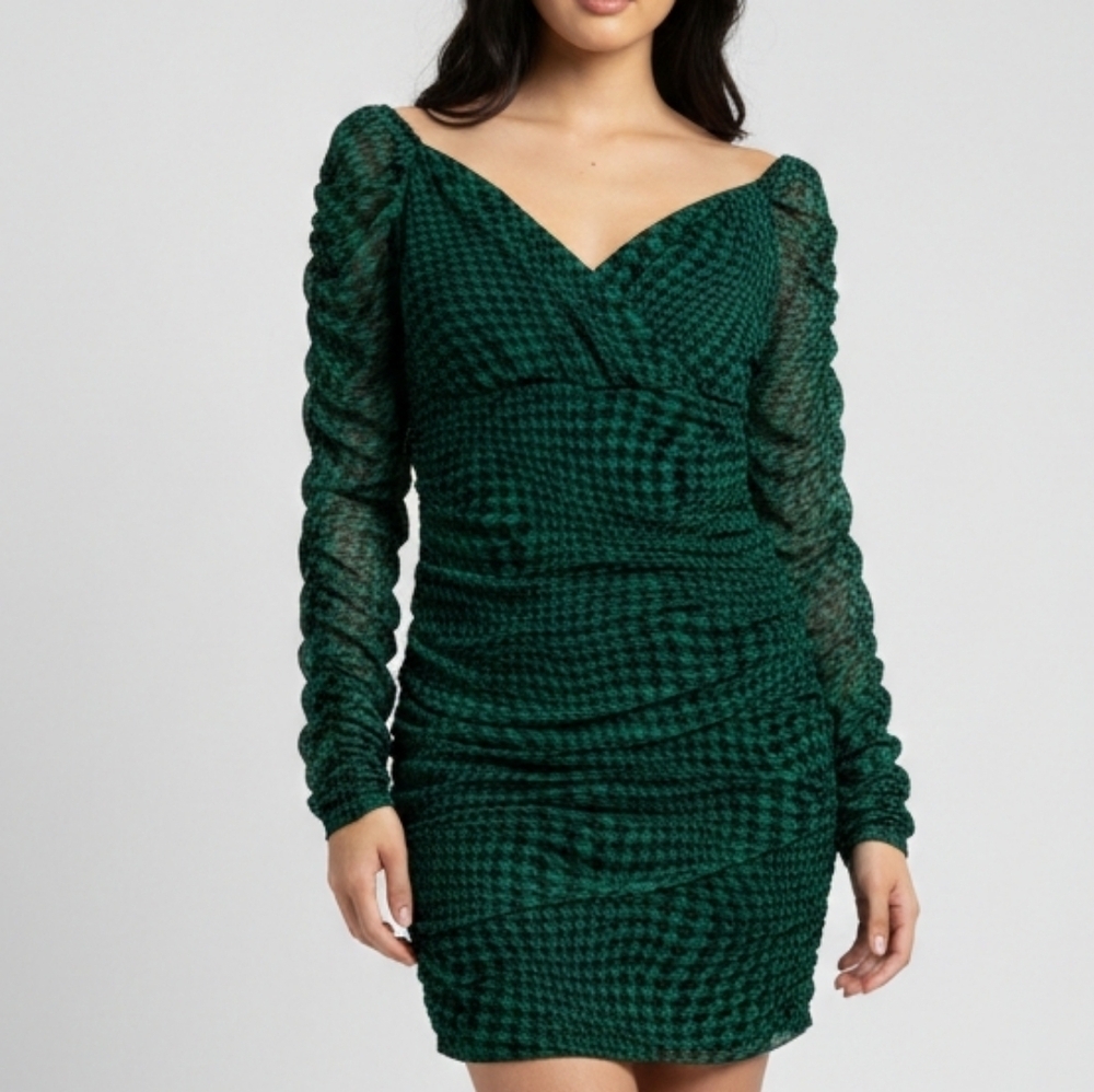 NOBO Green And Black Ruched Dress